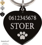 Médaille Animale Titane | Médaille pour chien avec gravure | Médaille chat coeur 25 mm noir