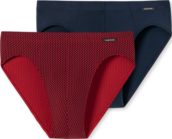 Schiesser Supermini Slip, Blu Scuro a Righe, 2 Uomo