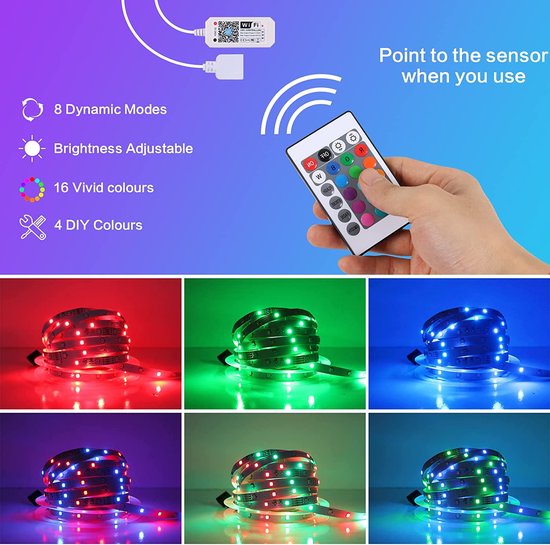 Application ruban LED WiFi 10m LED , chambre de synchronisation LED avec  musique