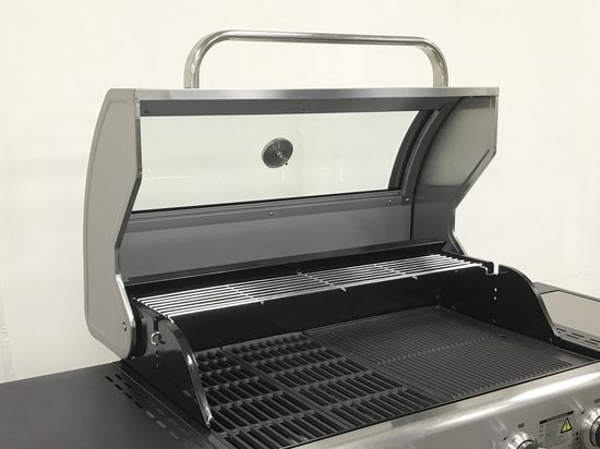 Paralux - Gasbarbecue 4 branders - RVS met gietijzeren roosters - Incl. zijbrander & gietijzeren kookplaat buitenkeuken barbecue van Paralux — afbeelding 2