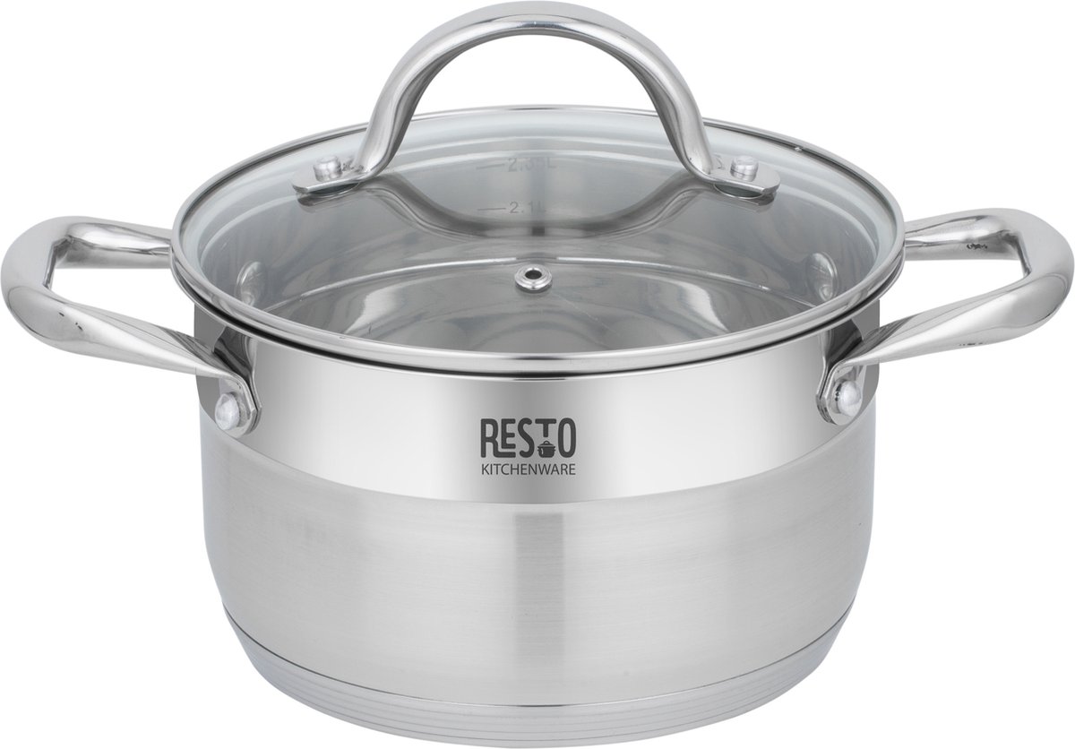 RESTO 92103 Rigel Kookpan - 2.7 Liter - Rond Ø18 cm - Roestvrijstaal - Inductie - Maatverdeling