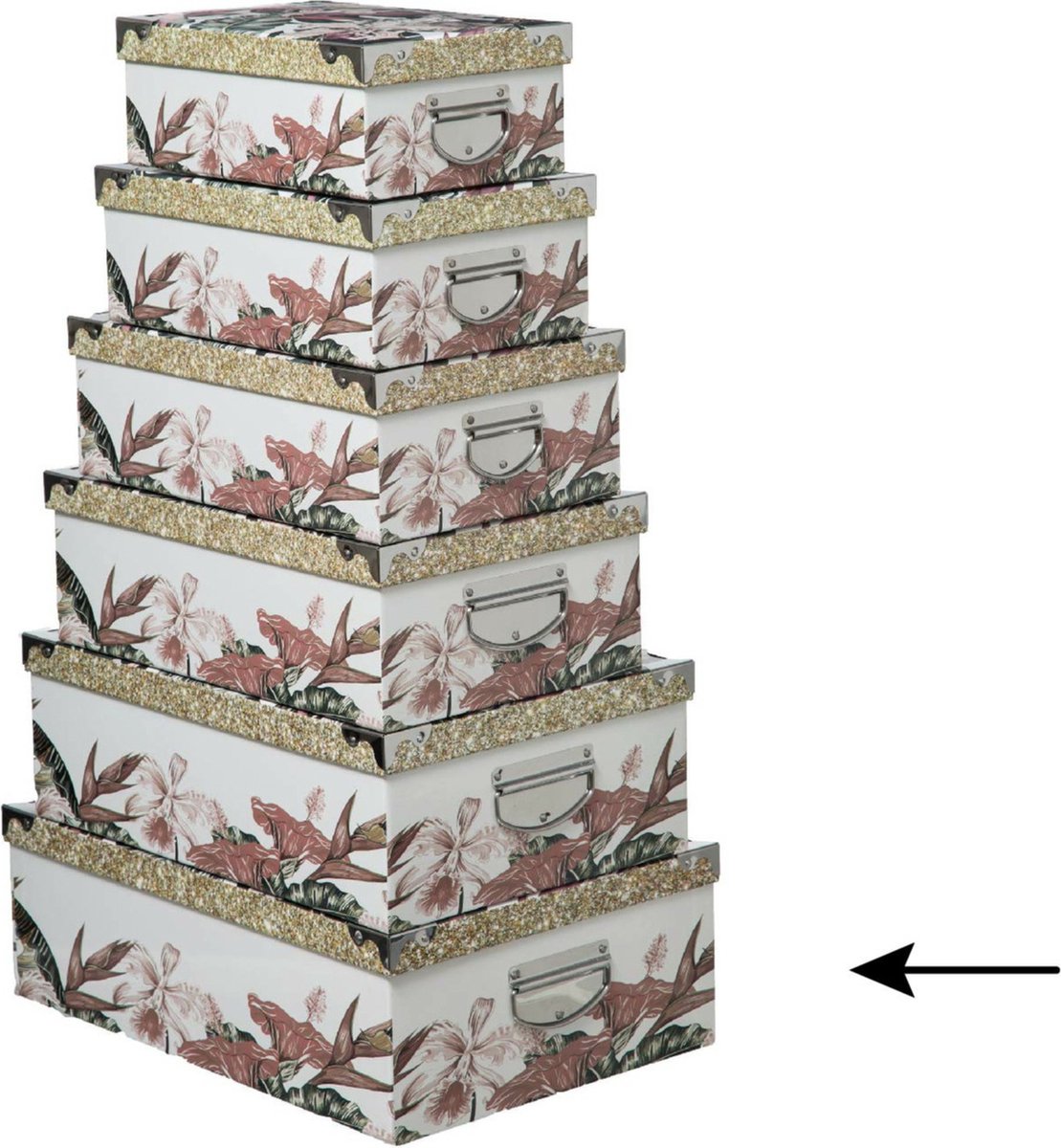 5Five Opbergdoos/box - 2x - wit - L48 x B33.5 x H16 cm - Stevig karton - Junglebox