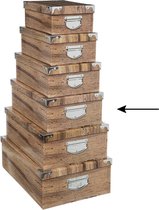 5Five Opbergdoos/box - 4x - Houtprint donker - L40 x B26.5 x H14 cm - Stevig karton - Treebox