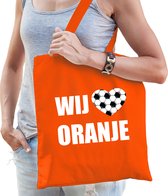 Wij houden van oranje katoenen tas/shopper oranje voor dames en heren - Nederland supporter - Koningsdag/ EK/ WK voetbal