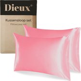 Dieux® - Luxe Satijnen Kussensloop - Roze - Kussenslopen 60 x 70 cm - set van 2 - Kussensloop Satijn - Anti allergeen - Huidverzorging - Haarverzorging - Beauty Pillow - Kussenhoes