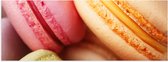 Poster Glanzend – Close-up van Verschillende Smaken Macarons Koekjes - 60x20 cm Foto op Posterpapier met Glanzende Afwerking