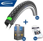 Fietsband - Schwalbe - Buiten- & binnenbanden (2x2 stuks) - Marathon G-Guard & DV12 - 26 inch x 1 1/4 - 27.5 inch x 1.75 - 40 mm - Met plaksetje