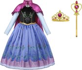 Frozen prinsessenjurk meisje - Anna jurk - Prinsessen speelgoed - verkleedkleding meisje - Het Betere Merk - Lange roze cape - Maat 122/128 - Kroon (tiara) - Toverstaf - Verkleedkleren - Kleed
