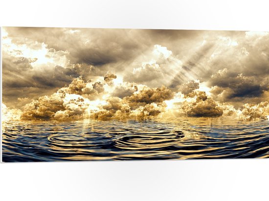 PVC Schuimplaat- Abstract Schilderij van Wolken Drijvend in de Zee - 100x50 cm Foto op PVC Schuimplaat