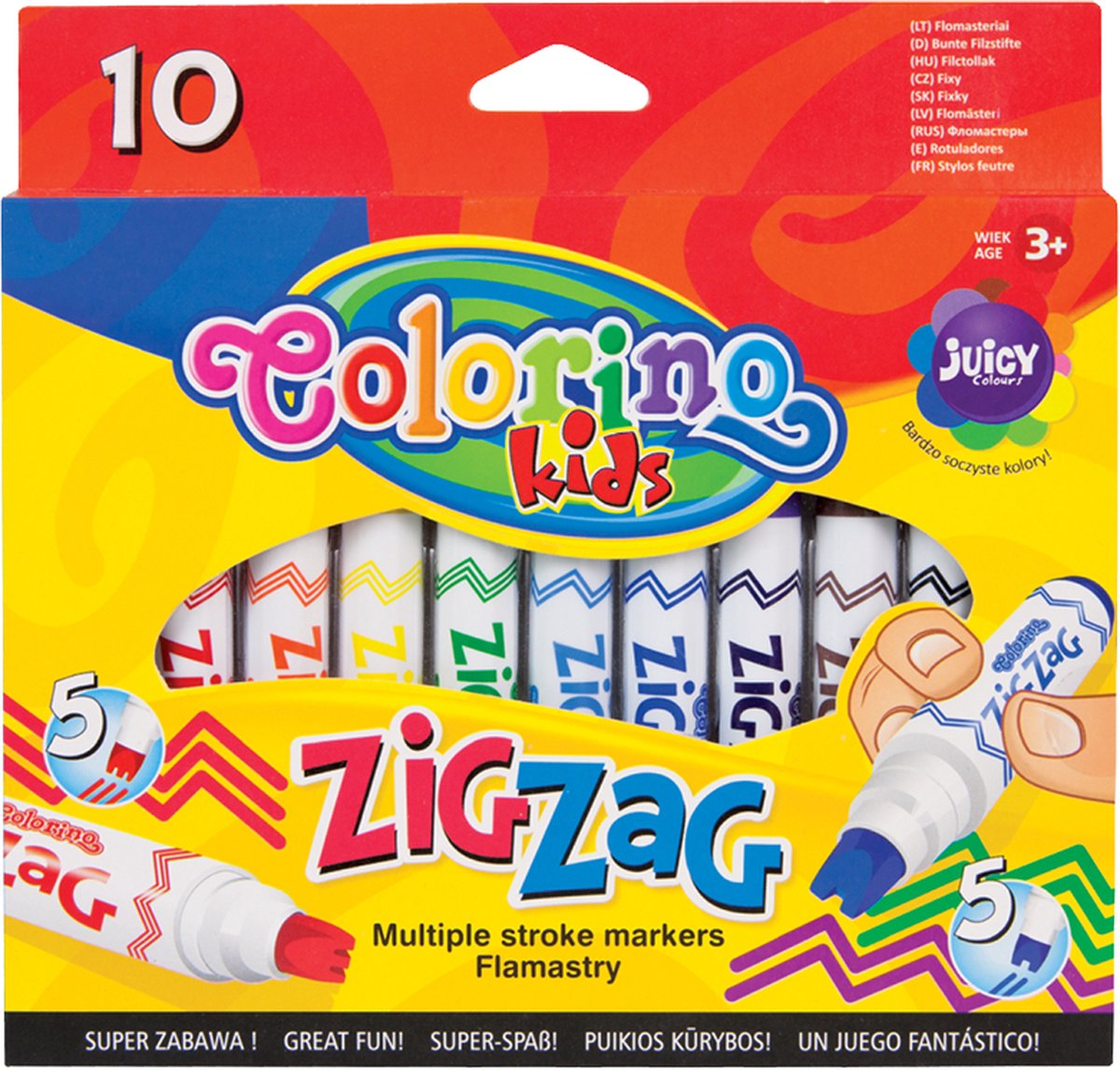Colorino-ZIG ZAG stiften-10 kleuren-Vanaf 3 jaar-Stiften-Kleuren.