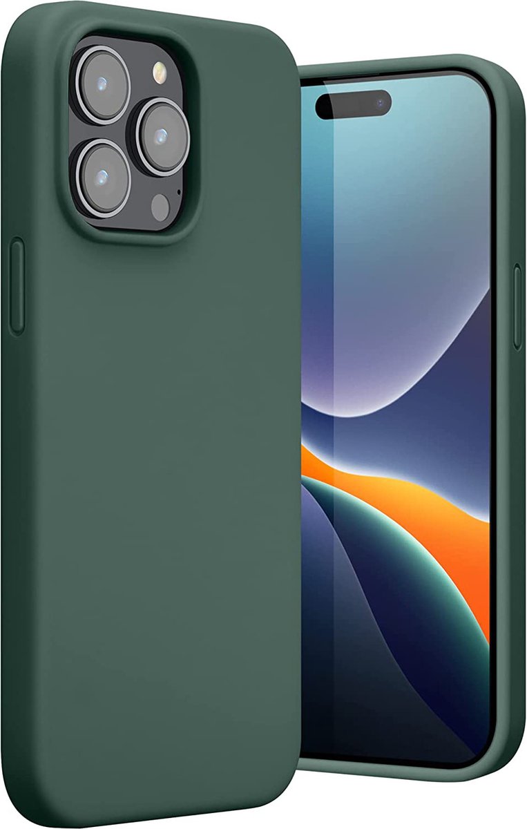 Casemania Hoesje Geschikt voor Apple iPhone 14 Pro - Groen - Liquid Siliconen Back Cover