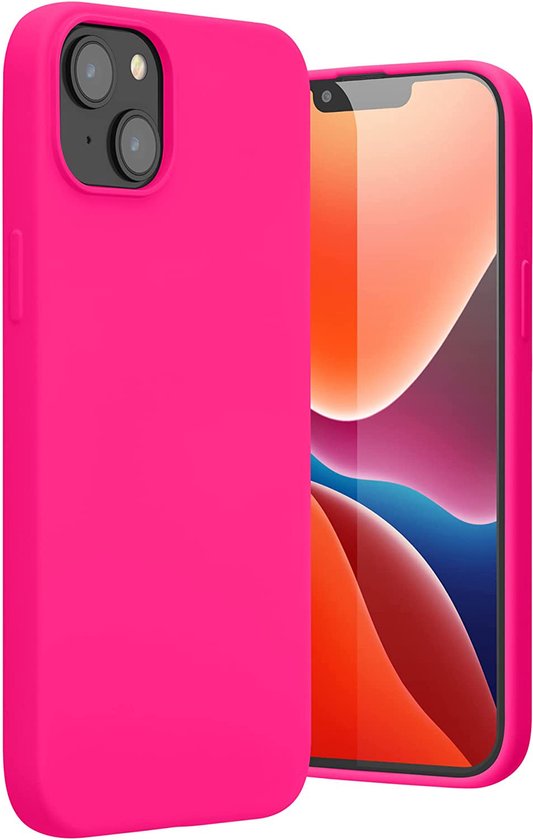 Casemania Hoesje Geschikt voor Apple iPhone 14 - Roze - Liquid Siliconen Back Cover