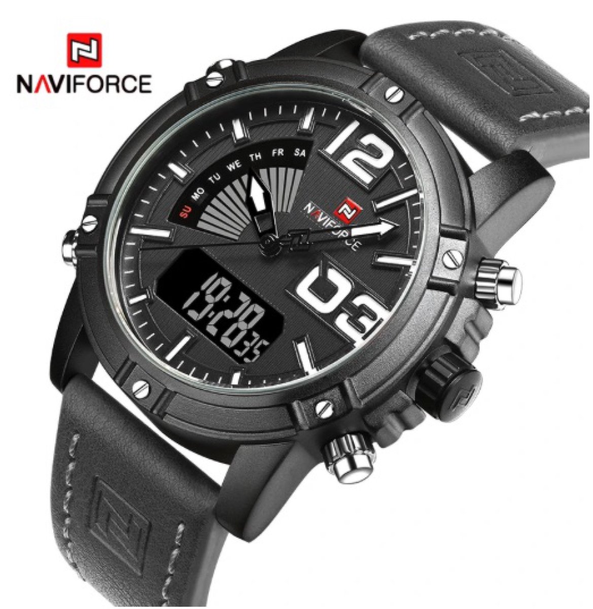 Naviforce Horloge Digitaal Ø 47 mm - Grijs-Wit - Inclusief horlogedoosje