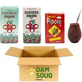 Damsouq® Yerba Mate Thee Mix Package Starter Package Pipori, Kharta Wit, Kharta Vert, Paille, Tasse (3x 250 GR)