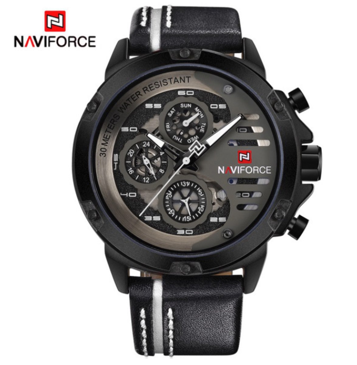 Naviforce Horloge Ø 47 mm - Zwart-Wit - Inclusief horlogedoosje