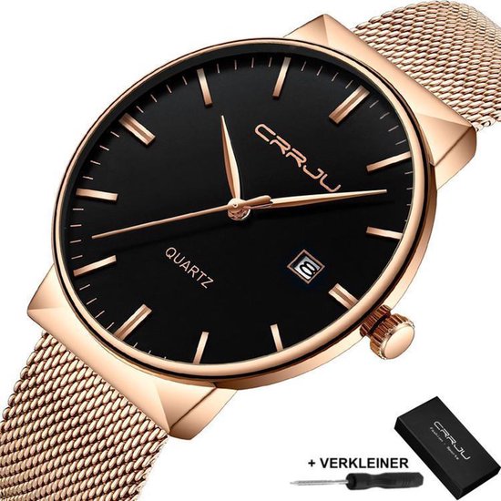 CRRJUØ Horloges voor Mannen Vrouwen Herenhorloge Dameshorloge Heren Dames Ø Horloge Watch Jongens Meisjes Ø Horlogebox Geschenkdoos Ø RosØ Zwart