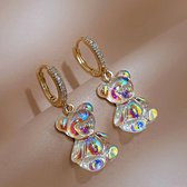 Boucles d'oreilles ours nacre - nacre - ours - cadeau - bijoux - bijoux pour fille - boucles d'oreilles - paillettes - or
