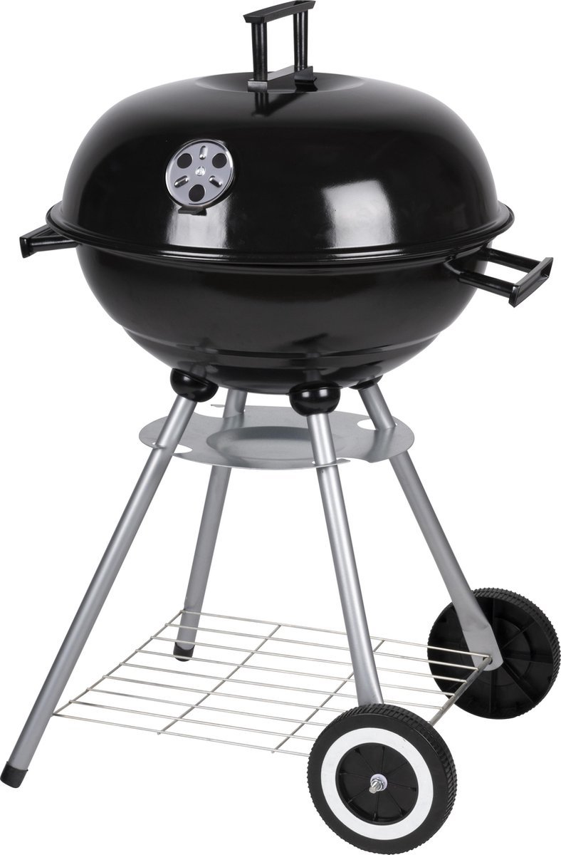 BBQ - Houtskoolbarbecue - Kogelbarbecue 45 x 70 centimeter - Ronde Barbecue - Barbecue op Wielen - Zwart - Metaal