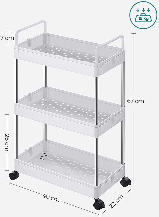 KESPER Kitchen trolley 25816-13 with 2 fold-out worktops/decorative foil grey/serving trolley