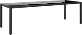 vidaXL-Tuintafel-250x100x75-cm-gehard-glas-en-poly-rattan-zwart