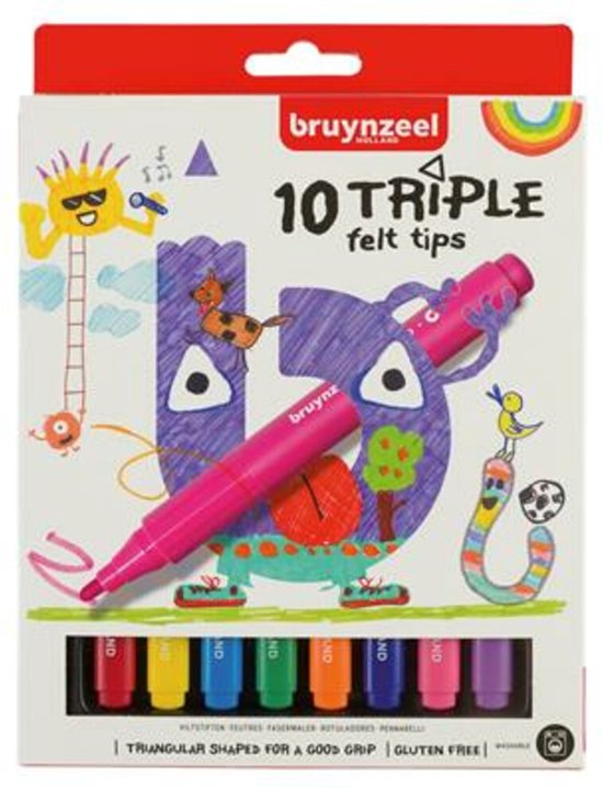 Bruynzeel Kids Triple viltstiften set 10