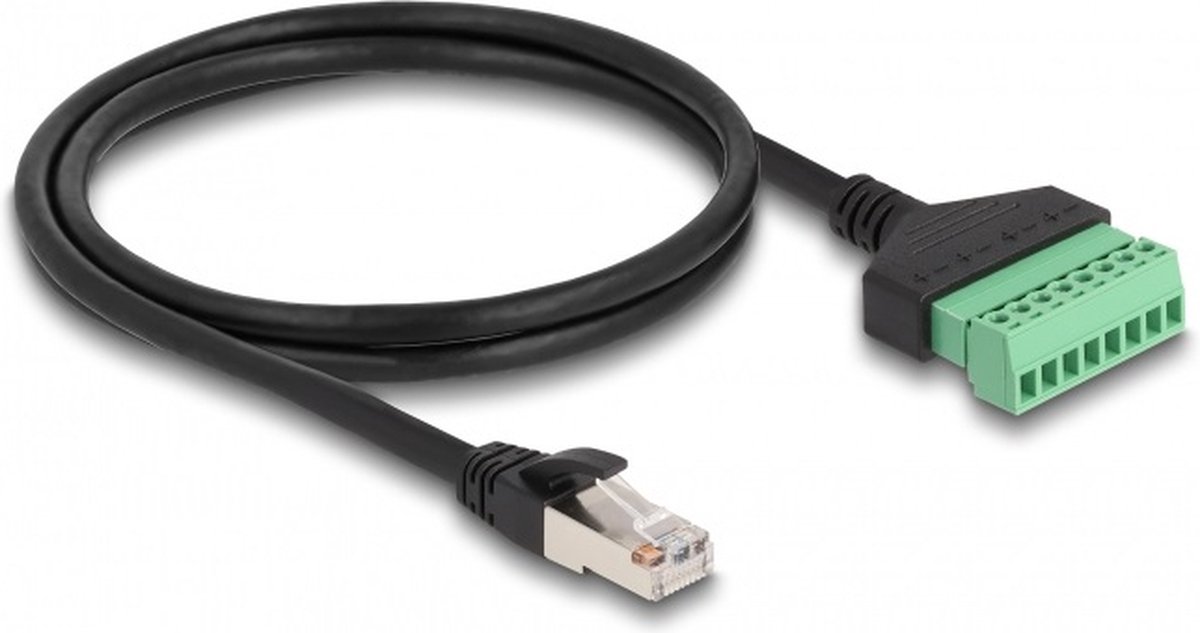 RJ45 (m) - Terminal Block (2-delig) kabel - U/UTP - CAT6 Gigabit / zwart - 1 meter