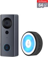 DrPhone LM6-C – Camera Deurbel Met Binnen bel En SD-Kaart (64GB) - Camera Deurbel Met Alexa & Google Assistant – Camera Deurbel Met Mobiele App – Zwart