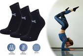 Comfort Essentials - Antislip Sokken Dames - Yoga Sokken Antislip Dames - 3 Paar - Zwart - Maat 35-38 - Huissokken - Pilates Sokken - Sportsokken Dames - Gripsokken Voetbal - Grip Socks