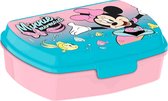 Disney Minnie Mouse broodtrommel/lunchbox voor kinderen - blauw - kunststof - 20 x 10 cm