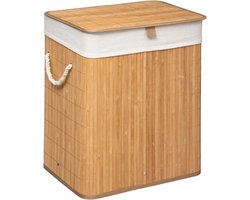 5Five Wasmand van bamboe - 60 liter - 41 x 30 x 50 cm - met deksel