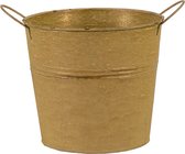 Mega Collections Plantenpot/bloempot/emmer - zink - oud goud - D16 x H14 cm