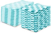 Set Essuies de vaisselle et Torchons Turquoise - Lot de 20 - Carreaux - Block Chiffons - 100% coton - 10 Essuies de vaisselle Traiteur - 65x65cm - 10 Torchons Cuisine - 50x50cm