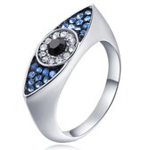 Dames Ring Boze Oog Zilverkleurig met Zirkonia-18mm