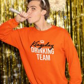 Oranje Koningsdag Trui Kingsday Drinking Team - Maat M - Uniseks Pasvorm - Oranje Feestkleding