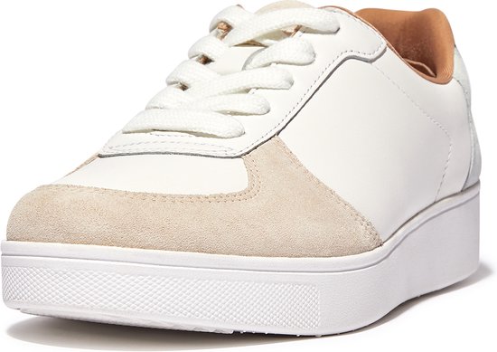FitFlop Rally Leather/Suede Panel Sneakers WIT - Maat 39