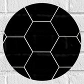 Muursticker Cirkel - Hexagon Vormen in het Wit tegen Zwarte Achtergrond - 30x30 cm Foto op Muursticker