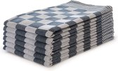 Essuies de vaisselle Block Blauw - 65x65 - Set de 6 - Carreaux - Torchons Block - 100% coton - Essuies de vaisselle Horeca