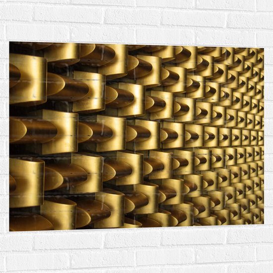 Muursticker - Abstracte Gouden Vormen op Wand - 100x75 cm Foto op Muursticker