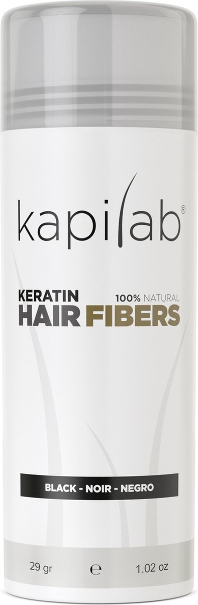 Kapilab Hair Fibers Zwart - Keratine haarvezels verbergen haaruitval - Direct voller haar - 100% natuurlijk - 29 gram