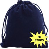 Fako Bijoux® - Fluweel Cadeau Zakjes - Velours - 10x12cm - Donkerblauw - 50 Stuks
