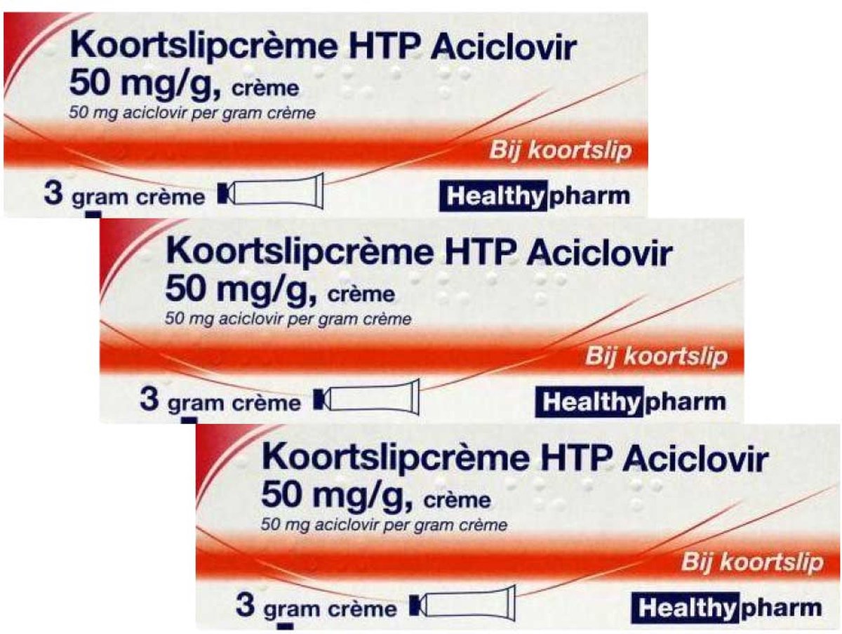 Goedkoopste Healthypharm Koortslipcrème HTTP Aciclovir 50mg/g - 3 x 3 gram