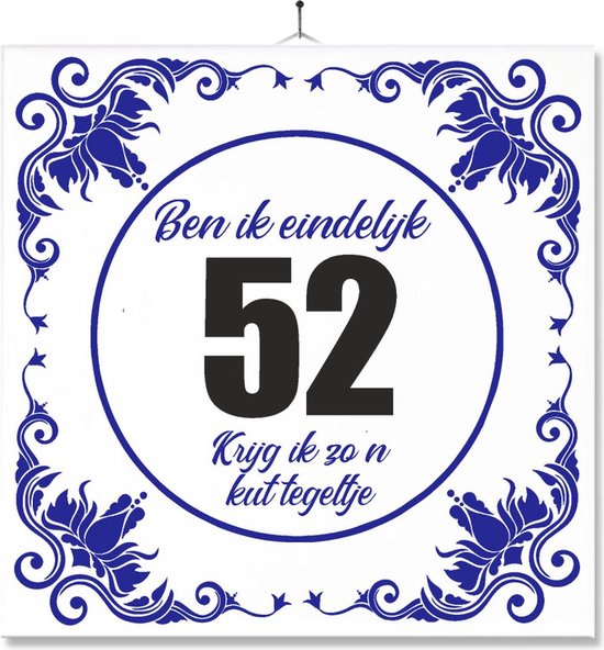 Carrelage Avec Impression | Drôle | Humour | Cadeau d'anniversaire | Ben j'aurai enfin 52 ans, je reçois une de ces tuiles merdiques