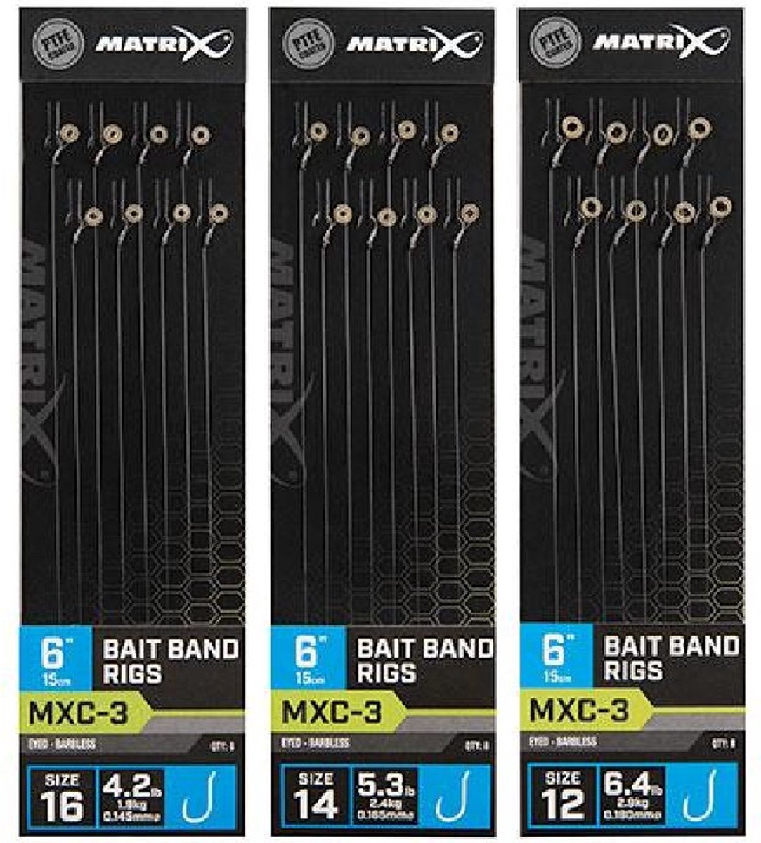 Matrix Onderlijn MXC-3 Bait Band Rigs 6” (15cm) Eyed - Barbless - Maat : Haak 14