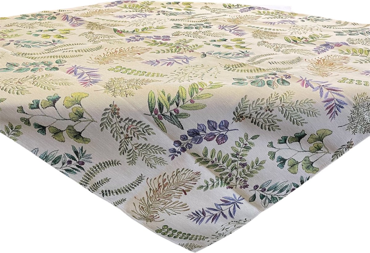 Tafelkleed - Gobelinstof - Groot - Green Leaves - Groene Bladeren - Rechthoek 260 x 140 cm