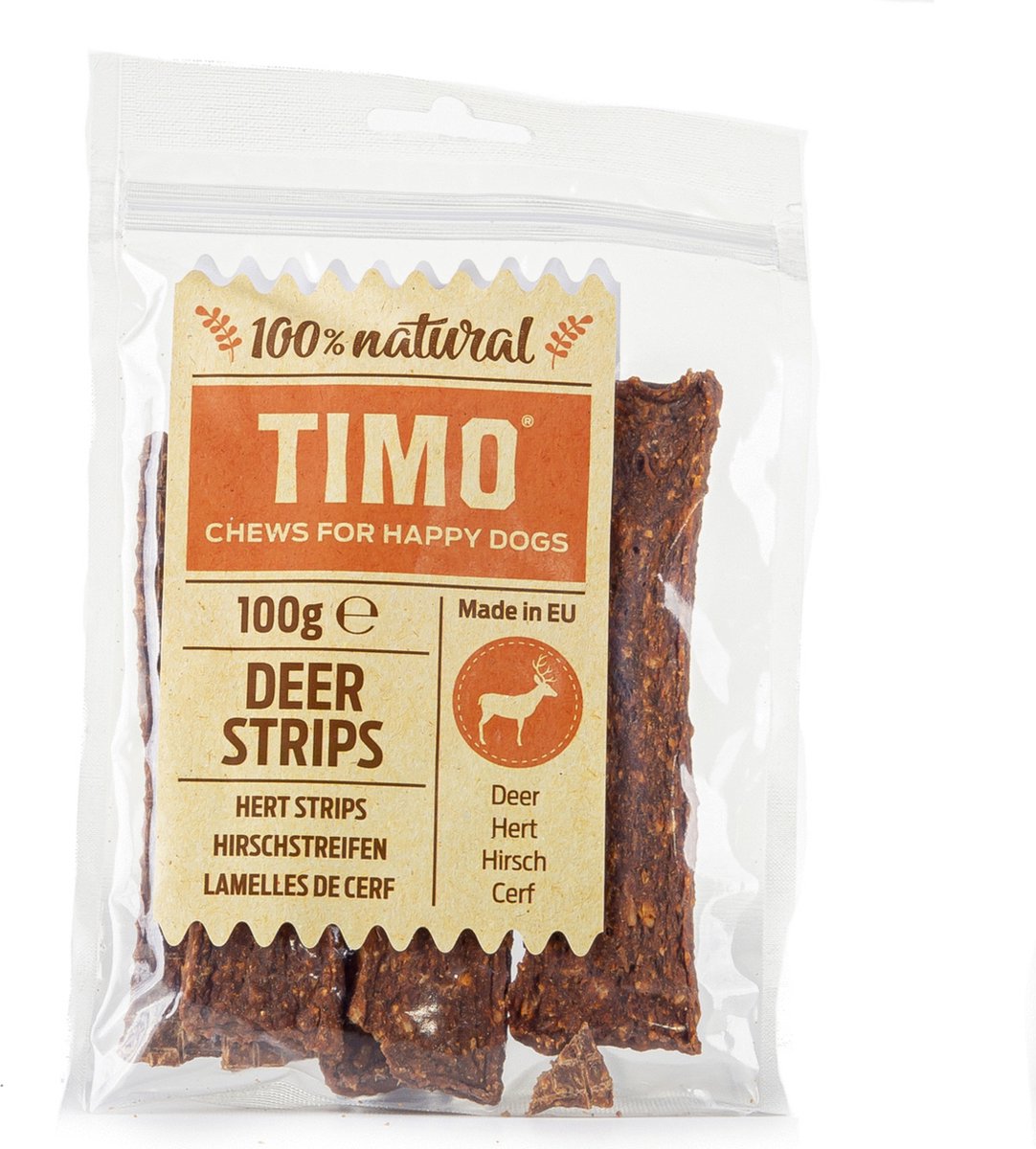 Timo Strips 100 g - Hondensnacks - Hert