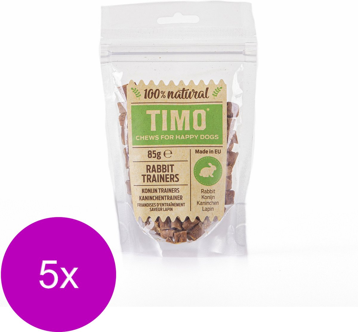Timo Trainers Konijn - Hondensnacks - 5 x 85 g