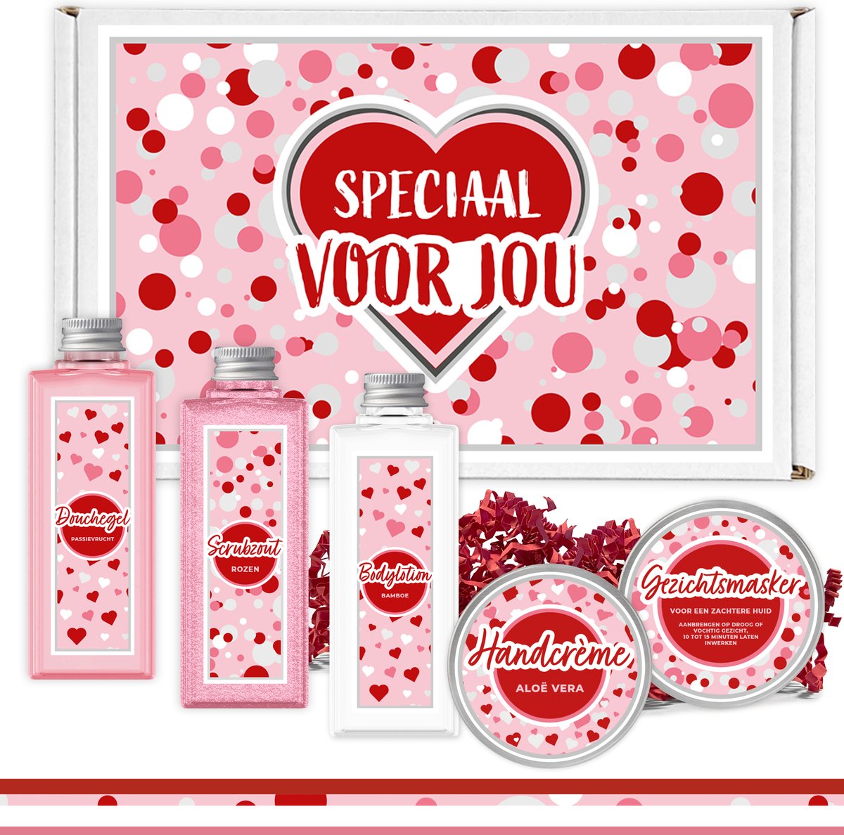 Goedkoopste Brievenbus cadeau Speciaal voor jou - 5 producten - 550 gram - Giftsetje voor haar - vrouw - meisje - vriendin - moeder - Brievenbusdoosje - Brievenbuspakket – Brievenbuscadeautje - Cadeaupakketje - Valentijn cadeau - Geschenk - Hartje rood - rosé