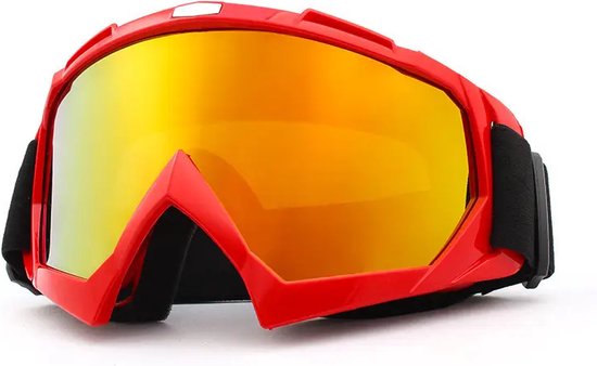 Skibril - Snowboardbril - Crossbril - Rood - Goud Rood Spiegel