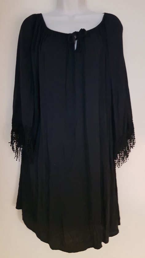 Tunique femme avec franges et nœud noir Taille unique