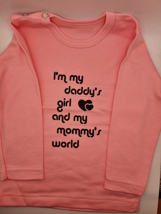 Shirt daddy's little girl - mommy's world - klein meisje - papa - mama - geboorte - kraam cadeau - lange mouw - maat 80/86